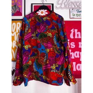 Vintage MARTINIQUE Women’s Long Sleeve Blouse | | Psychedelic Paisley Print |